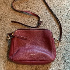 Maroon Fossil Side Satchel